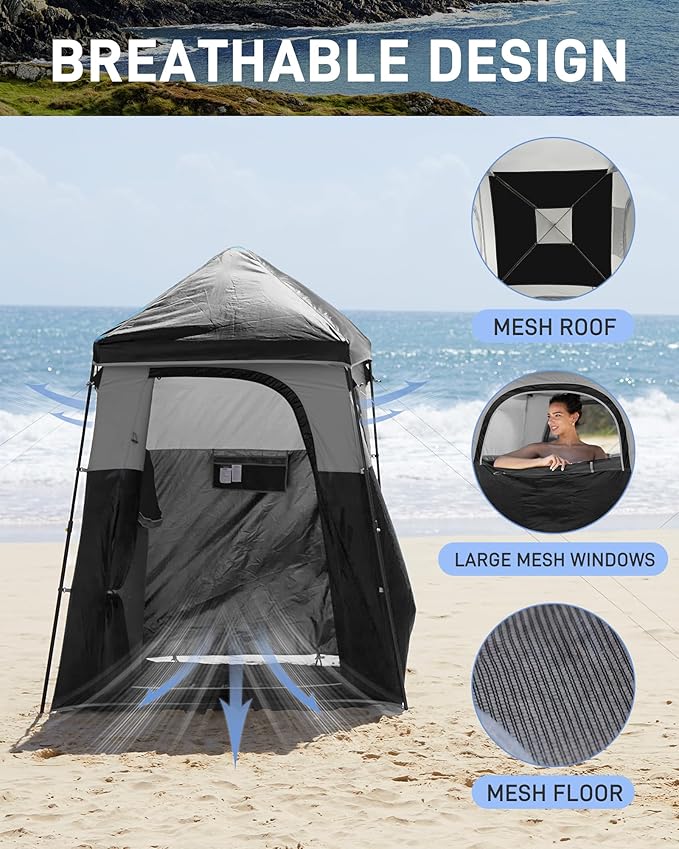 KingCamp Shower Tent, Portable Privacy Tent Outdoor Camping 1/2 Room Toilet Tents with Shower Bag & Dressing Room for Beach, Camping & Hiking