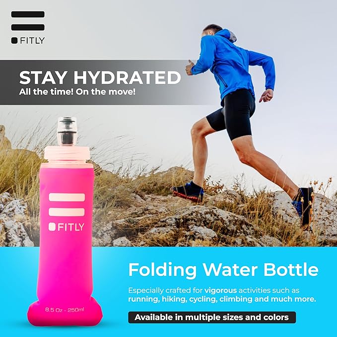 Soft Flask - Shrink As You Drink Soft Water Bottle for Hydration Pack - Folding Water Bottle Ideal for Running, Hiking, Cycling, Climbing & Rigorous Activity