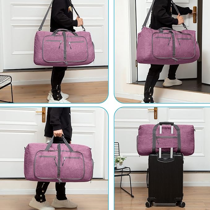 Vomgomfom Travel Duffle Bag for Men,65L 85L 115L Foldable Travel Duffel Bag with Shoes Compartment Overnight Bag for Men Women