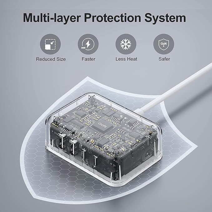 USB C Charger Block, 45W 4 Port USB C Fast Charging Station Hub Cube Brick for Multiple Devices, Travel Charger USB Power Strip Adapter Plug for iPhone 16 15 14 13 Pro Max, iPad, MacBook Air, Samsung