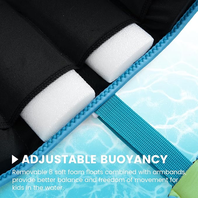 Gogokids Swim Vest for Kids Learn to Swim, Toddler Floaties Fit 20-50 lbs Girls & Boys, Buoyancy Jacket Swimming Aid with Duel Adjustable Safety Strap and Padded Crotch Straps