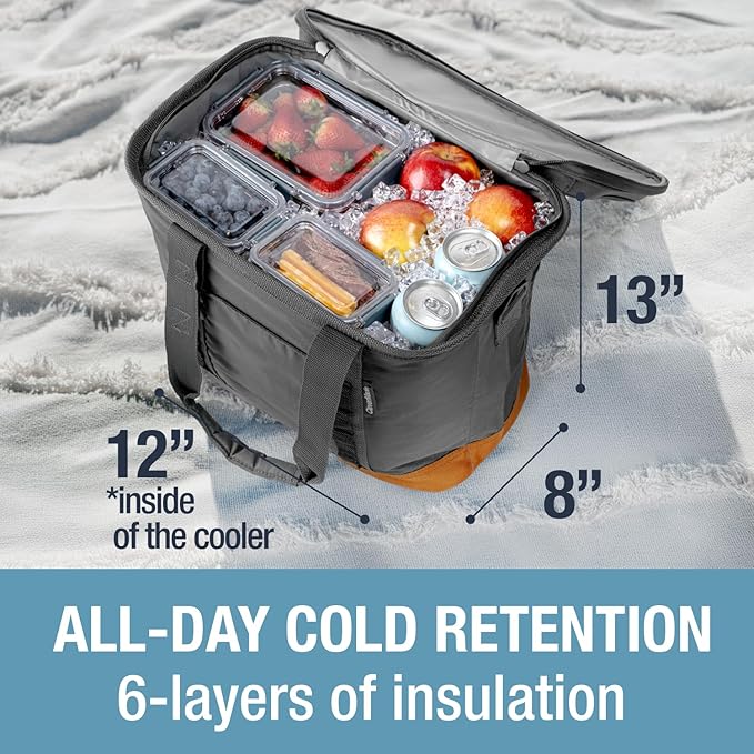 CleverMade Collapsible Insulated Cooler Bag – Leakproof Soft Folding Cooler for Beach, Travel, Car