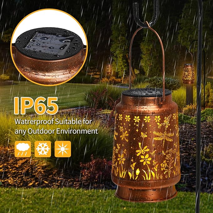 Solar Lanterns Outdoor Waterproof Garden Decor Mothers Day Gifts for Mom Women Birthday Gifts Ideas Metal Bird Decorative LED for Patio Pathway Landscape Walkway Terrace Balcony Lawn Yard (Dragonfly)