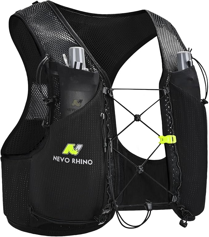 Running Hydration Vest for Women Men, Lightweight Water Vest with 2 TPU 250ML Soft Flask, Adjustable Chest Straps Runners Vest for Trial Hiking Cycling Jogging Marathon