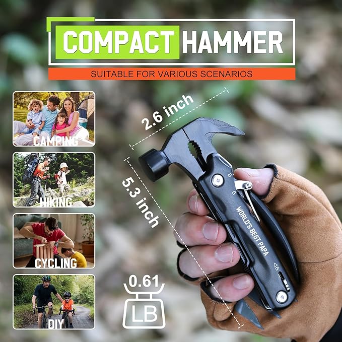Papa Gifts for Fathers Day - Gifts for Papa, Papa's Gift from Granddaughter - Fathers Day Birthday Gift for Papa's, Grandparents Presents, Multitool Hammer