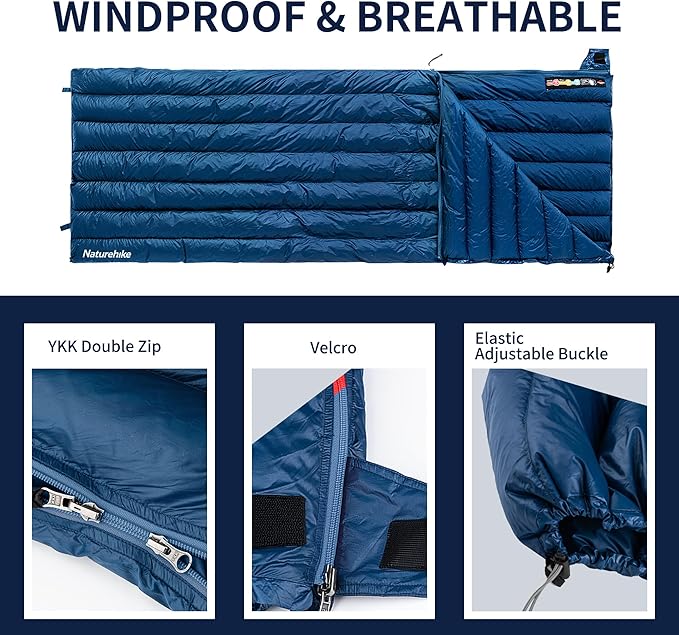 Naturehike Ultralight Backpacking RDS Down Sleeping Bag for Adults, 650 Fill Power Sleeping Bag for 42/52℉, 20oz Compact Lightweight Sleeping Bags for Hiking Camping 3 Seasons