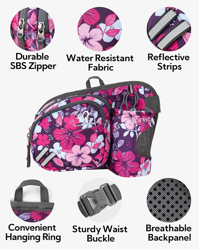 WATERFLY Fanny Pack Waist Bag: Waist Pack for Women Men with Water Bottle Holder Hiking Fanny Pack for Running Walking DogWalking Travel Cycling