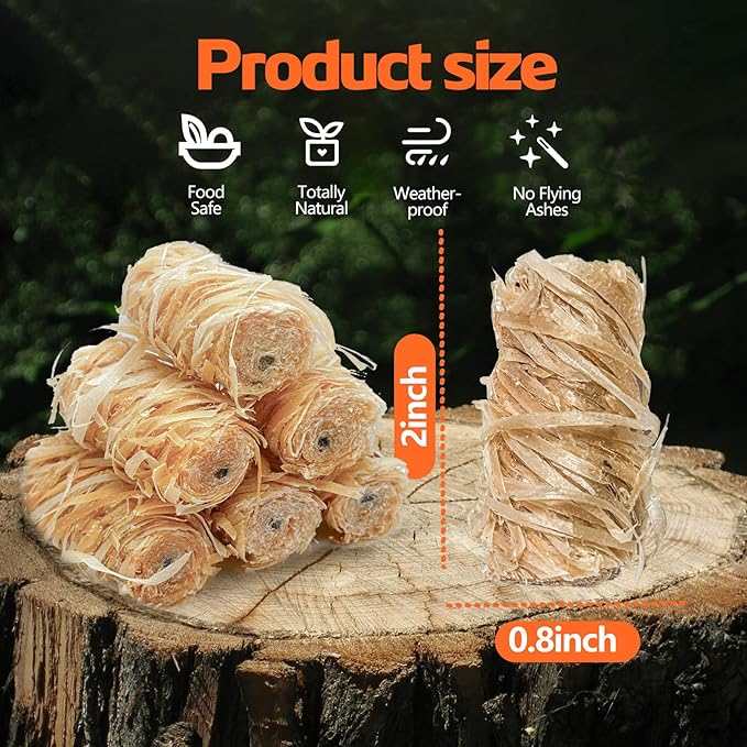 110PCS Fire Starters for Campfires Grill BBQ Camping Fireplace Fire Pit,Quick Light Wood Charcoal Fire Starter, Waterproof-Natural Fire Starters Camping fire Starter Charcoal Starters