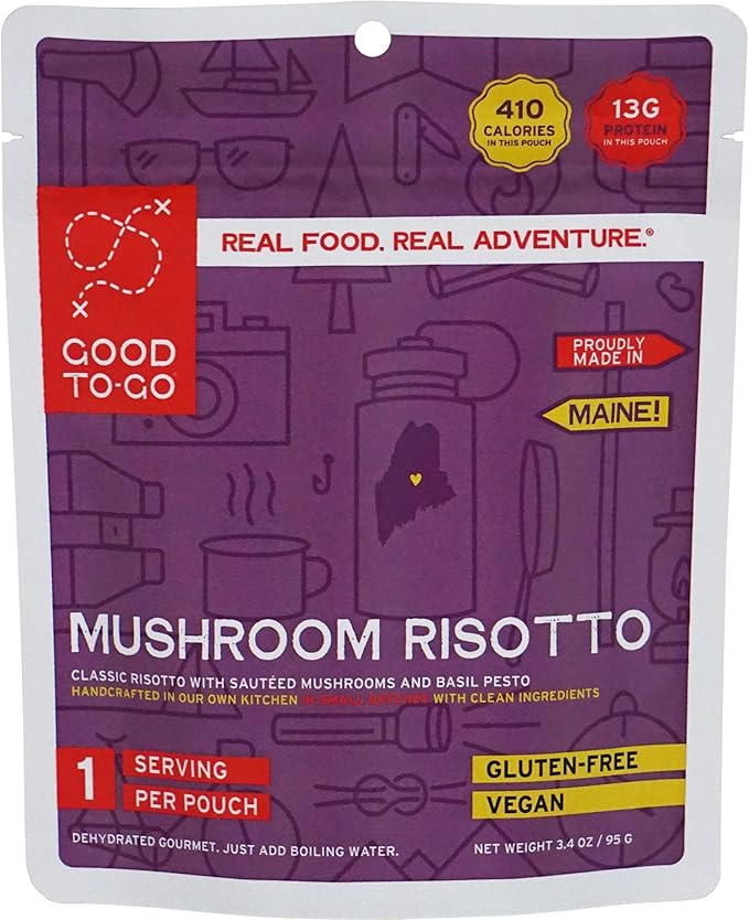 GOOD TO-GO Mushroom Risotto | Camping Food, Backpacking Food | Just Add Water Meals, Backpacking Meals | Dehydrated Meals Taste Better Than Freeze Dried Meals