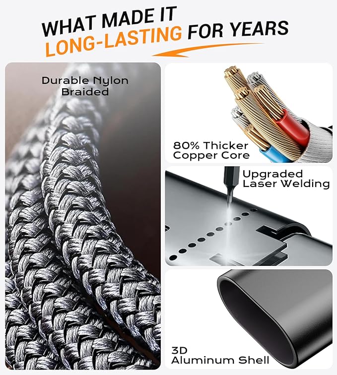 Temdan for Travel Vacation Essentials,3 in 2 USB C Cable for Apple Watch Charger/iPhone 17 Charger/Lightning,Multi Charging Cable Cord,Camping Essentials,Designed for iWatch &iPhone 16-12-6FT Black