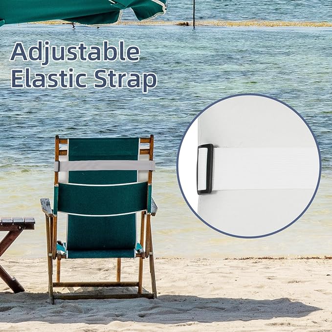 Chaise Lounge Head Pillow, 2 Pack Outdoor Lounge Chair Pillows with Adjustable Strap Longue Head Pillow Headrest Pillows for Patio Backyard Beach Pool Garden Recliner(Beige)