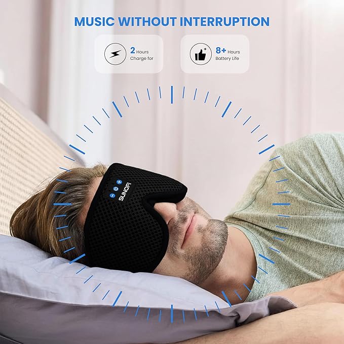 Sleep Headphones Bluetooth 5.4, 3D Sleep Mask with Ultra-Thin HD Stereo Speakers, Wireless Music Eye Mask Headphones for Side Sleepers, Travel, Relaxation