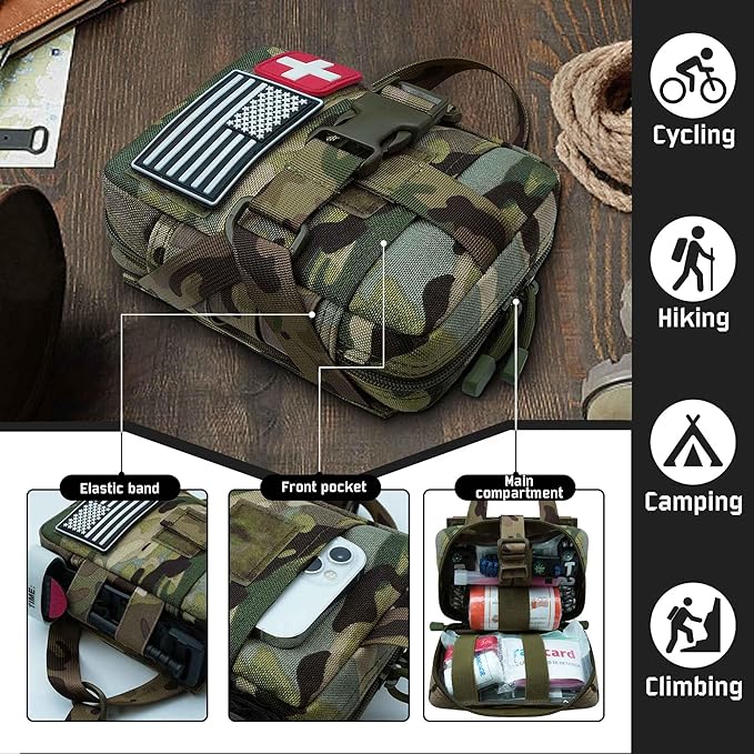 Upgrade Molle Rip Away Ifak Pouch, Tactical Small Belt First Aid Pouch Medical Utility EMT Pouch Only