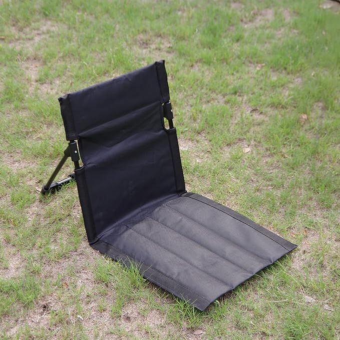 Outdoor Camping Backrest,Lightweight Foldable Chair,Park Leisure backrest,Beach Portable Single Lazy Chair,Aluminum Lazy Comfortable Backrest (Carbon Black)