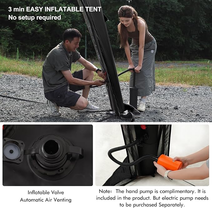 4-6 Person Inflatable Camping Tent Tarp Sun Shelter Blow Up Tent Easy Setup Waterproof Portable Air Canopy House Gazebos for Camping Backpacking Hiking Picnics Fishing