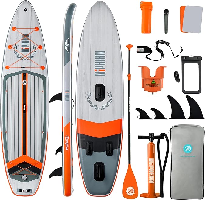 Niphean (Extra Large) Inflatable Paddle Board, SUP for 2+1 People/Family, Stand Up Paddle Board with (Beginner Friendly) StabilTrac Fin, Waterproof Phone Pouch, Paddle Boards for Adults, Gift Ideas