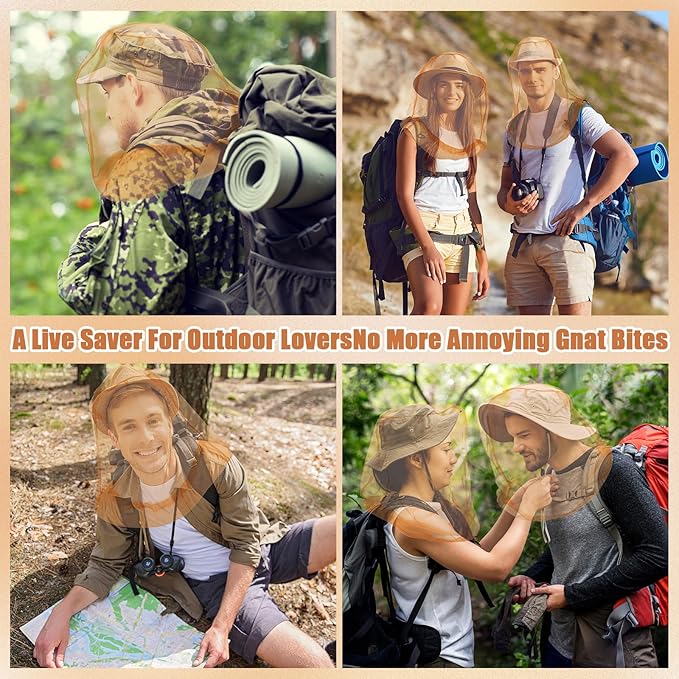 HESTYA 4 Pack Mosquito Bug Net Mesh for Head Mosquito Head Net Face Neck Fly Netting Hood from Insect Bugs Gnats for Outdoor