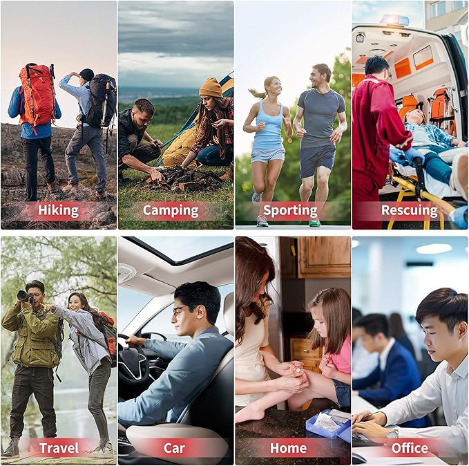 First Aid Kit - Trauma Kit with Essential Emergency Medical Supplies, Waterproof Travel First Aid Kit, Simple and Portable Emergency Kit for Home, Dorm, Outdoor, Car (Bright red)