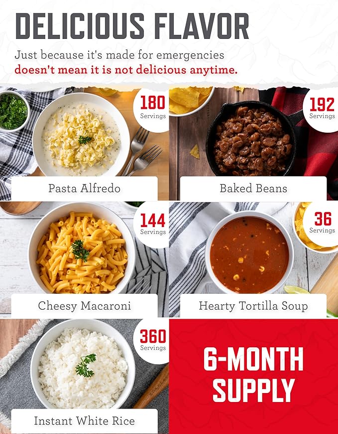 ReadyWise 6 Month Emergency Food Supply - 1,788 Servings, 12 Buckets Freeze Dried Protein Meals, Disaster Survival Food Storage, Ready to Eat, Camping Essentials, up to 25 Year Shelf Life