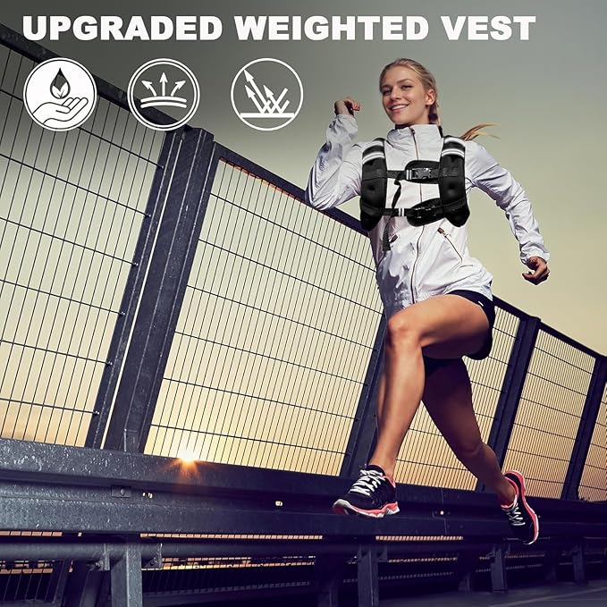 Weighted Vest Weighed Vest Women Men Kids, 8lb/12lb/16lb/19lb Body Weight Vest with Reflective Stripe, Adjustable Weighted Vest for Strength Training, Running, Walking, Workout, Jogging