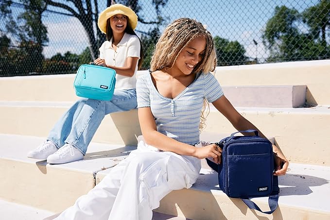 PackIt Freezable Classic Lunch Box, Checker Wave Olive, Built with ECOFREEZE Technology, Collapsible, Reusable, Zip Closure With Zip Front Pocket and Buckle Handle, Designed for Fresh Lunch On the Go