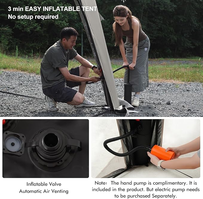 4-6 Person Inflatable Camping Tent Tarp Sun Shelter Blow Up Tent Easy Setup Waterproof Portable Air Canopy House Gazebos for Camping Backpacking Hiking Picnics Fishing