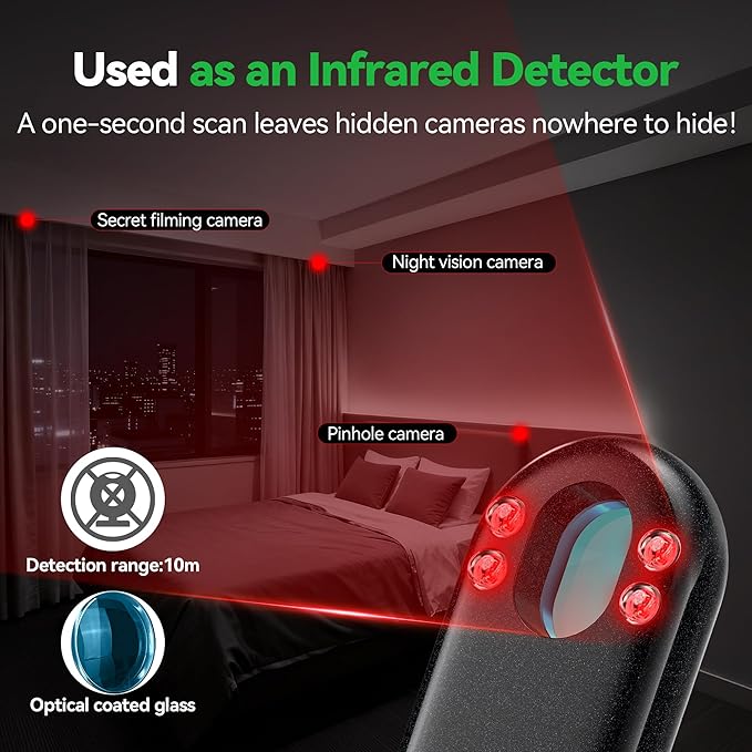 TECKNET 3-in-1 Air Tracker Tag 1-Pack (iOS Only), Rechargeable Smart Bluetooth Tracker, 100dB Alarm & Hidden Camera Detection, Compatible with Apple Find My, Item Finder for Keys, Luggage, Wallet, Pet
