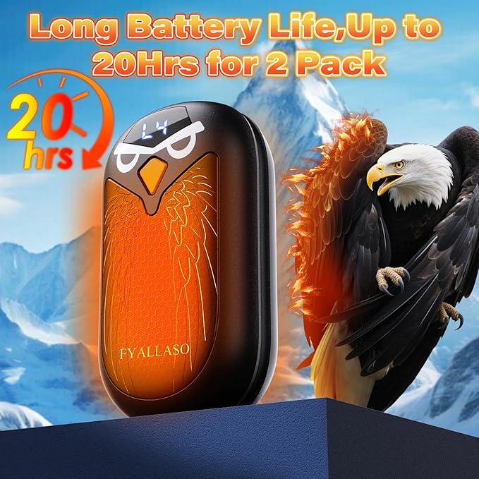 Magnetic Hand Warmers Rechargeable 2 Pack, Electric Reusable Heated Hand Warmer, LED Display & 4 Levels Heating, USB Pocket Heater for Golf, Raynauds, Camping, Hunting Gear, Gifts for Women, Men