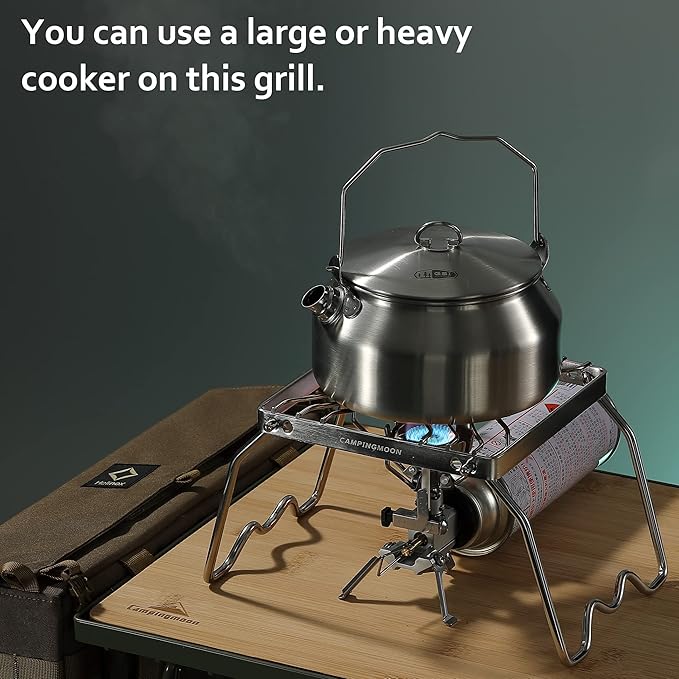 CAMPINGMOON Portable Folding Camping Campfire Grill over Fire Split Stoves 304 Stainless Steel (7’’L (MS-1001))