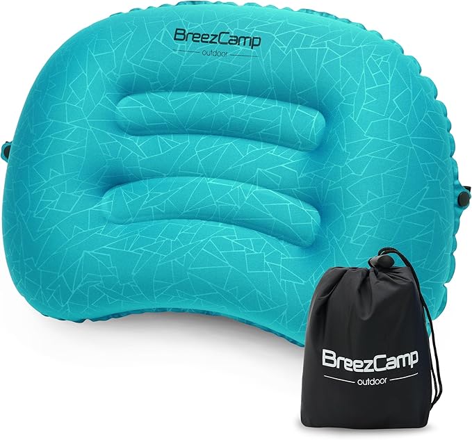 Inflatable Camping Pillow, Travel Blow Up Air Pillow, Neck Lumbar Support Ultralight Compact Pillow for Outdoor Hiking Backpacking Car Beach Airplane Sleeping Essentials, Peacock Blue