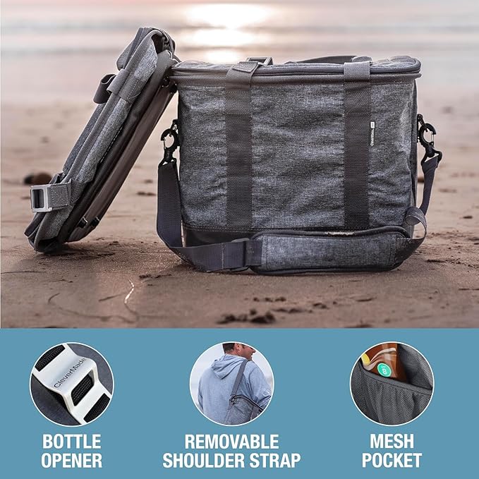 CleverMade Collapsible Insulated Cooler Bag – Leakproof Soft Folding Cooler for Beach, Travel, Car
