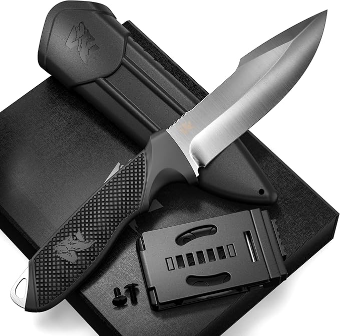 WOLF-II Full Tang Survival Knife - Strong Tactical Fixed Blade - D2 Steel - Bushcraft, Camping & EDC Outdoor Knife with TPE Handle and Multi Lok Sheath