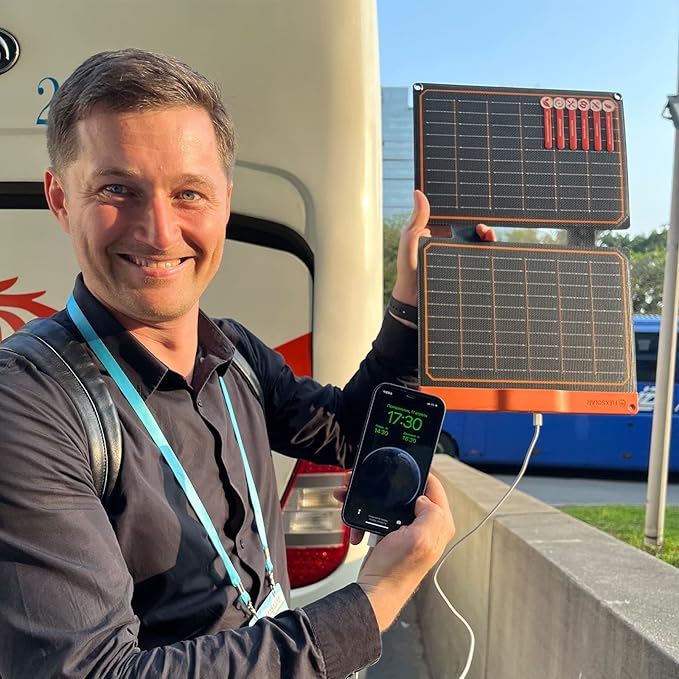 20W Small Solar Panel Charger 5V USB-A USB-C Foldable Portable Lightweight ETFE Power Emergency Panel IP67 Waterproof Hiking Camping Backpacking for Phones Tablets Power Bank