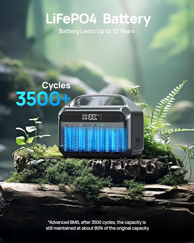 DARAN Portable Power Station 90,000mAh,LiFePO4 Battery 350W(Peak 600W) AC Outlets Power Station,Solar Generator Camping Power Bank Portable Charger for Emergency/Home/Outdoor/Camping Essentials