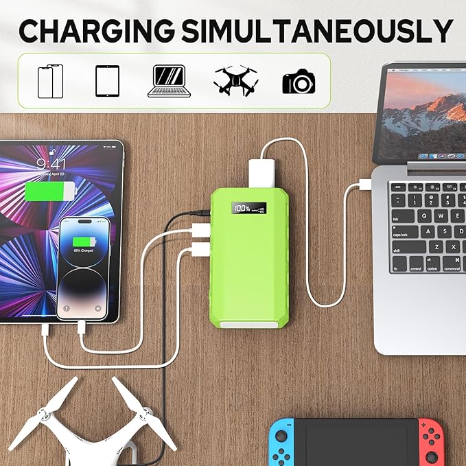 powkey Portable Power Station with AC Outlet, 65W/110V External Battery Pack 24000mAh/88.8Wh Power Pack, Portable Power Source Supply Backup for Outdoor Tent Camping Home Office