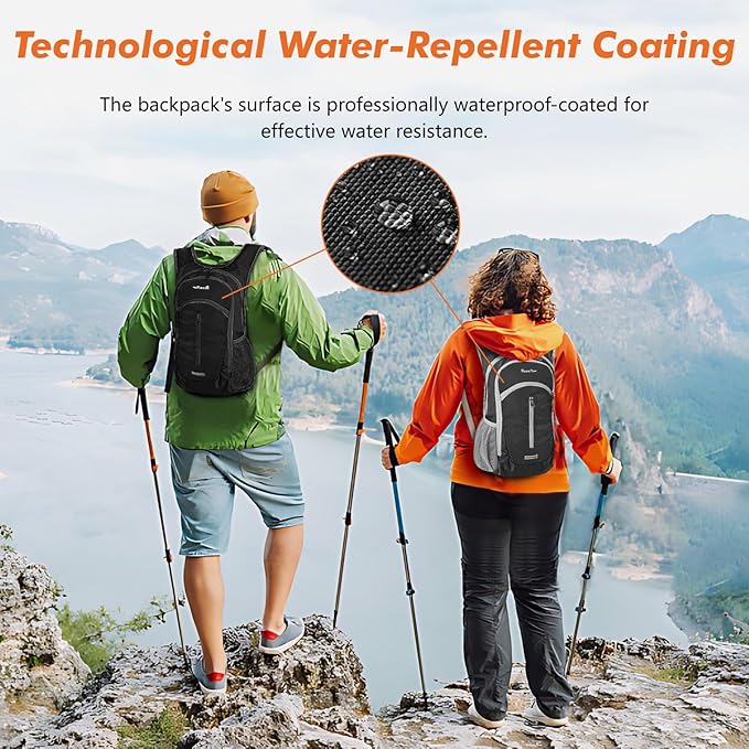 Seektop Small Hiking Backpack 12L to 15L Expandable Travel Packable Waterproof Daypack Lightweight Hiking Bag for Women Men