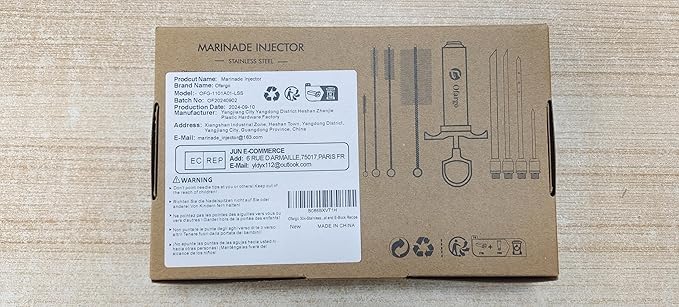 Stainless Steel Meat Injector Syringe Kit with 4 Marinade Needles for BBQ Grill Smoker, 2-oz Large Capacity, Both Paper User Manual and E-Book Recipe