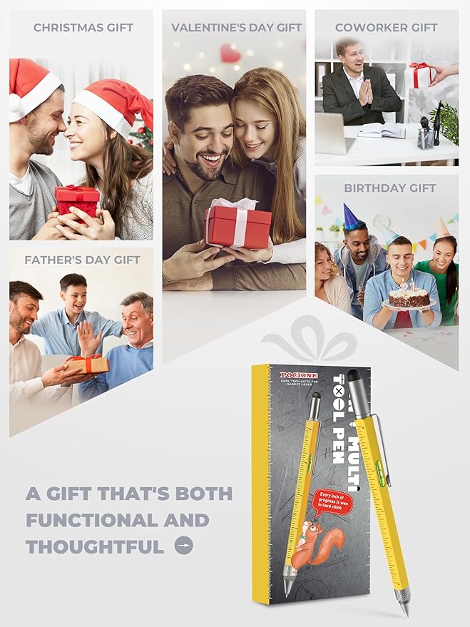 Stocking Stuffers for Men Multitool Pen - Mens Gifts for Christmas Unique White Elephant Gifts for Adults Useful, Birthday Gift Ideas for Dads Grandpas Who Want Nothing, Cool Gadgets EDC Tools for Men