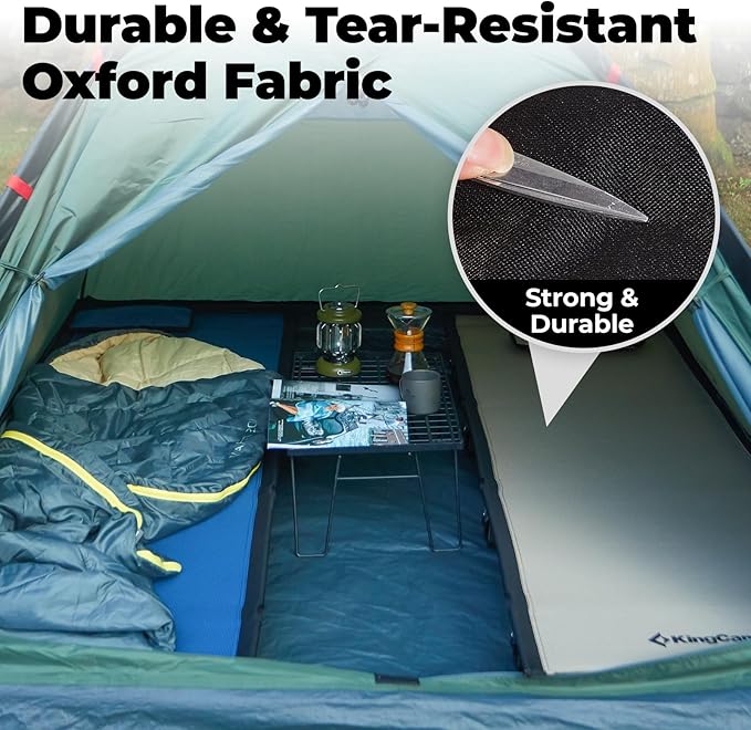 KingCamp Ultralight Camping Cot, Portable Folding Tent Camping Bed, Heavy Duty Sleeping Bed with Pillow for Adults Outdoor Backpacking Travel Hiking, Supports 350LBS, Khaki
