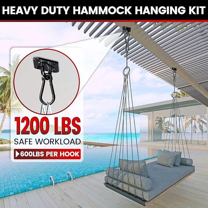 sprookber 304 Stainless Steel Pad Eye Snap Hooks, M8 Heavy Duty Ceiling Hook, 1200 lb Capacity Hammock Swing Hanging kit, Plant Hangers, Marine Hardware Staple Hook Loop with Screws, Set of 8(Black)