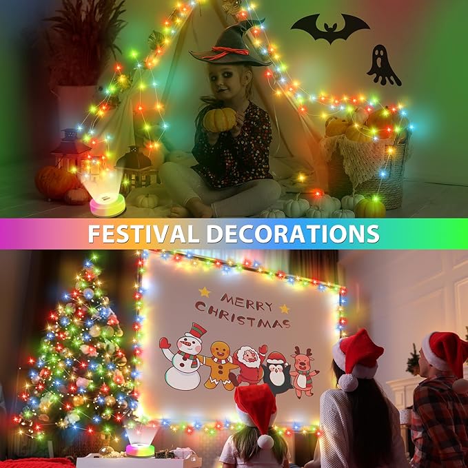 Camping String Lights, 4 in 1 Quick Storage Camping Essentials Gear 32.8FT Rechargeable Tent Lights with 9 Modes Hanging Waterproof LED Camp Lamp for Hiking Patio Awning Garden Halloween Xmas Festival