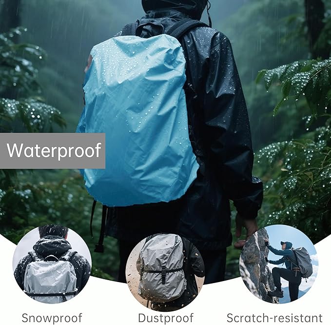 Silfrae Waterproof Rucksack Cover Backpack Rain Cover 30L-100L for Travel Climbing Hiking (Lake Blue, 50L-60L)