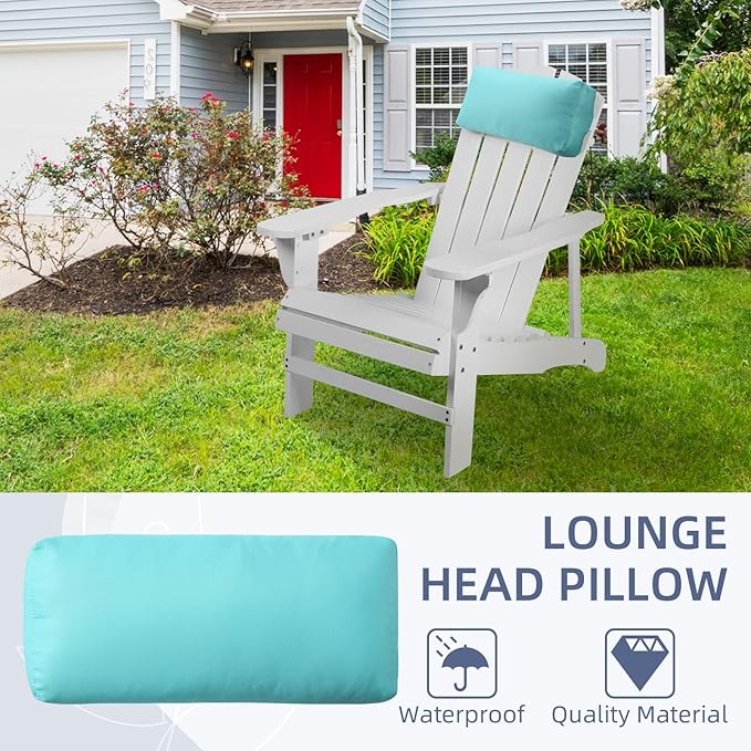 Chaise Lounge Head Pillow, 2 Pack Outdoor Lounge Chair Pillows with Adjustable Strap Longue Head Pillow Headrest Pillows for Patio Backyard Beach Pool Garden Recliner(Light Blue)