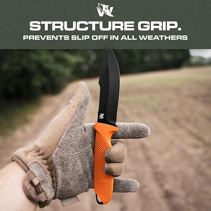 WOLF-I Full Tang Survival Knife with Sheath - Stylish Tactical Fixed Blade - Made of 440C Steel - Bushcraft and Camping Knife Survival - Perfect EDC Outdoor Knife with TPE Handle
