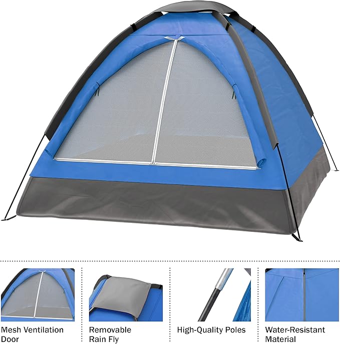 2-Person Dome Tent – Easy Set Up Shelter with Rain Fly and Carrying Bag for Camping