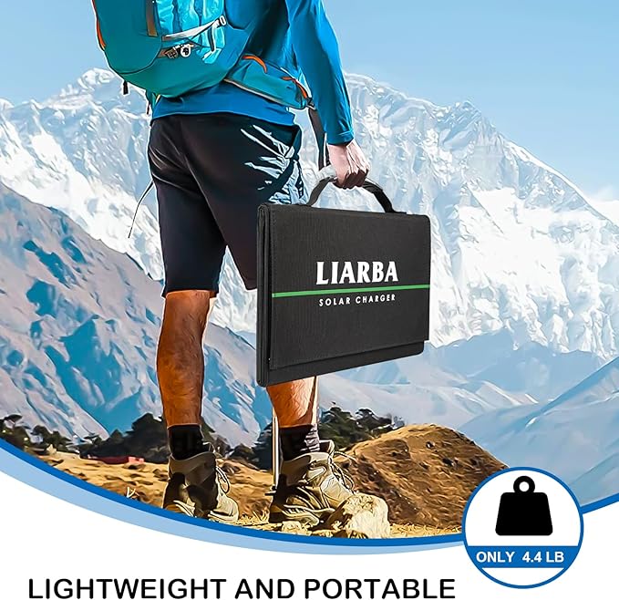 60watt Portable Solar Panels, Ip65 Waterproof Foldable Solar Panel Dual USB Ports QC3.0 DC 60W, Solar Charger for Small Power Station Camping Hiking Outdoor Activities