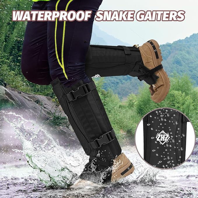 ZHZ Snake Gaiters Durable Waterproof Snake Chaps Lower Legs Protection,Snake Guards with Adjustable Size for Men & Women,Used for Hunting,Hiking and Farm Work