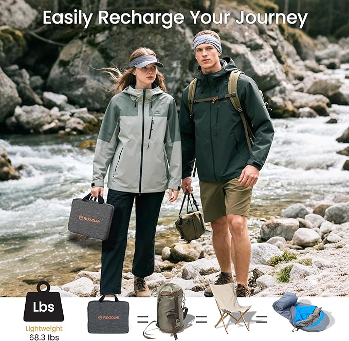 FlexSolar 100W Portable Solar Panels Chargers with PD3.0 USB-C,QC3.0 USB-A and DC Outputs Foldable IP67 Waterproof Power Emergency Camping for Small Power Station Generator,Phones, Power Banks