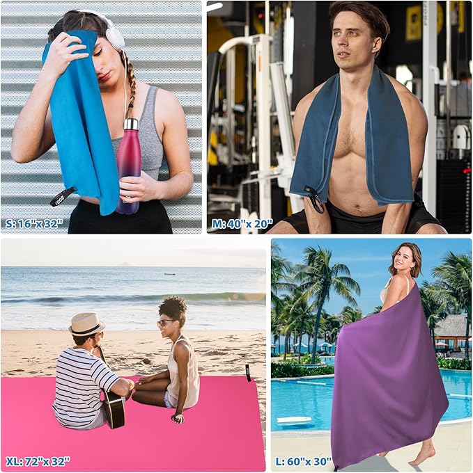 BOGI Microfiber Travel Sports Towel - Quick Dry, Soft Lightweight, Compact for Camping, Gym, Yoga, Swimming, Backpacking (XL:72''x32''+16''x16'' - Orange)
