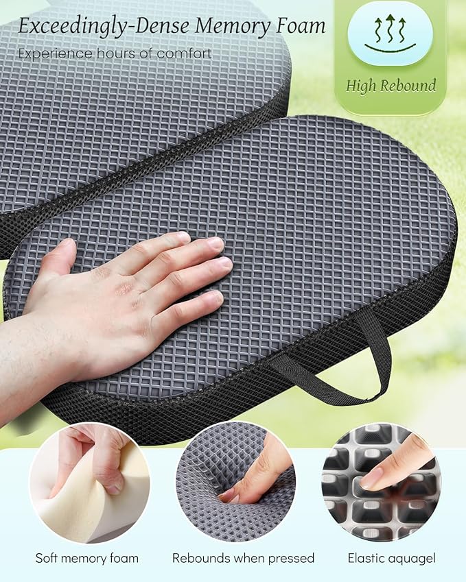 Portable Memory Foam Seat Cushion for Travel, Airplane Cooling Chair Pads for Long Flights, Tailbone, Sciatica Pain Relief, Folding Waterproof Seat Cushion for Car, Camping